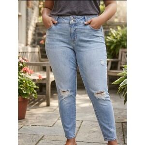 Torrid Premium Jegging Light Wash Distressed Ripped Knee Denim Jeans Womens 22R